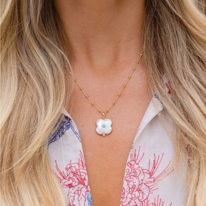 NEW Mother of Pearl charm —mother of Pearl with white topaz